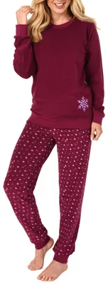 Produktbild von Damen Frottee Pyjama Schlafanzug mit Bündchen - Eiskristall Motiv - 291 201 13 900 ; rot , 40