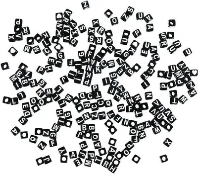 Produktbild von Buchstabenperlen quadratisch schwarz 5 x 5 mm