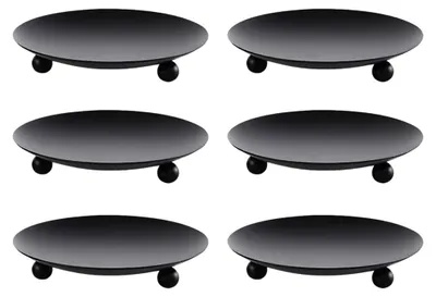 Kerzenhalter aus Eisen, 6 Stück, 10 cm, rund, schwarz