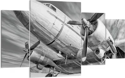Produktbild von Bild auf Leinwand - Leinwandbild - 4 Teile - Flugzeug Retro Flugzeug - 160x90cm - Wand Bild - Wanddeko - Wandbilder - Leinwanddruck - Bilder - Wanddekoration - Leinwand bilder - DL160x90-4952