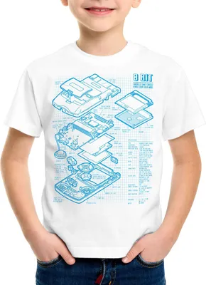 Produktbild von style3 8-Bit Handheld Blaupause Kinder T-Shirt Videospiel