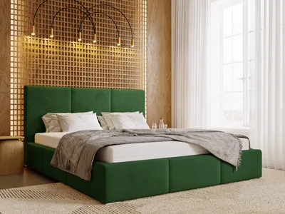 Produktbild von GRAINGOLD Polsterbett 200x200 cm Lincoln - Polyesterstoff, Bettkasten, Lattenrost - Stilvoll Doppelbett - Grün (Magic velvet 2225)