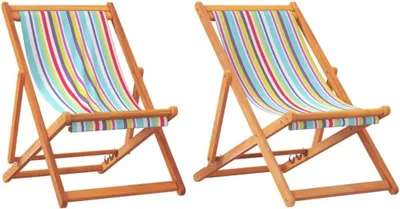 Produktbild von 2 klappbare Strandstühle, mehrfarbiger Stoff, 10.8kg