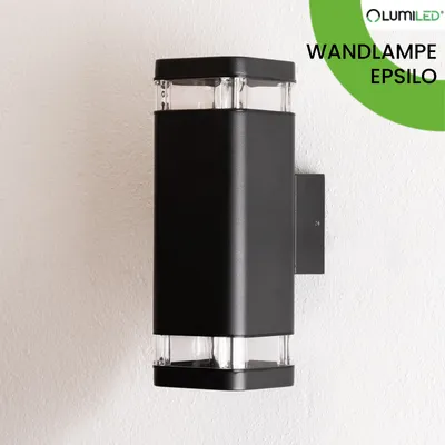 Produktbild von LUMILED Außenwandleuchte Wandlampe aussen Außenleuchte Wand GU10 Fassung Außenbeleuchtung Wandleuchter Gartenleuchte Terrasse Haus Fassade IP54 schwarz oben und unten