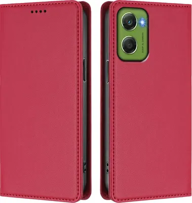 Obrázek produktu pro Kožené pouzdro pro Motorola Moto G06, magnetické flipové pouzdro zPolyuretankůže se stojánkem Červená