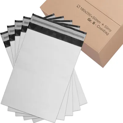 Versandtaschen 400x500 mm, 100 Stück, weiß/schwarz, reißfest, wasserdicht