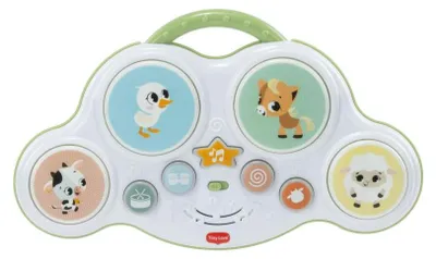 Produktbild von Tiny Love Play & Explore Trommeln, Baby Spielzeug ab 6 Monaten, Licht & Musik, Tiergeräusche, Motorikförderung, Bauernhof Kollektion, Farmers Funday