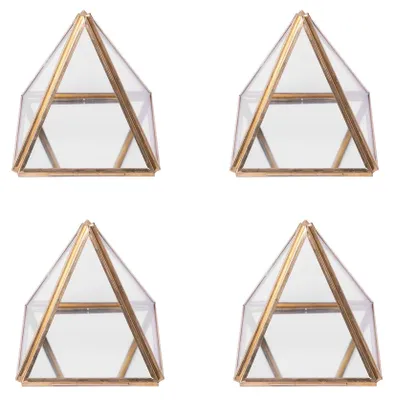 Produktbild von Set mit 4 geometrischen Glas-Schmuckkästchen