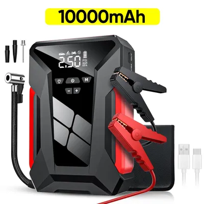 Produktbild von Auto-Starthilfe - 4-in-1-Starthilfegerät - 1000 A - 10000 mAh - Luftkompressor mit 150 PSI - Tragbares Batterieladegerät