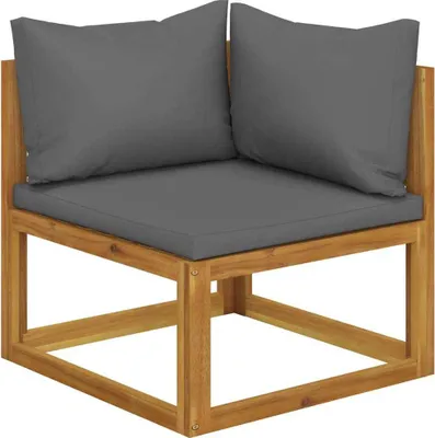 Produktbild von Modular-Ecksofa mit Dunkelgrauen Kissen Akazie Massivholz