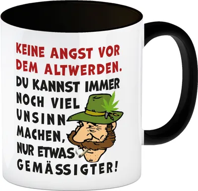 Produktbild von Keine Angst vor dem Altwerden Kaffeebecher in schwarz