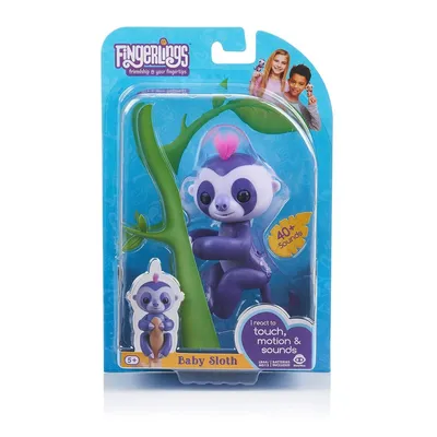 Produktbild von Jazwares 3752 - WowWee - Fingerlings -Faultier lila- Baby Marge