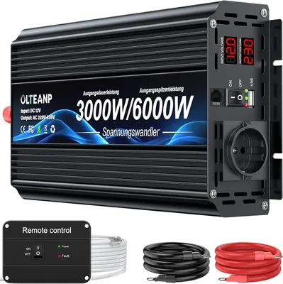 Imagen del producto de Convertidor de 12V a 230V - Convertidor de voltaje - Inversor - Convertidor de corriente