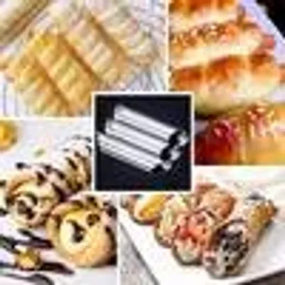 Produktbild von Backform, 12er Set Edelstahl Schaumrollen-Formen Spirale Horn Backform Hörnchen Form für Schraube Croissant