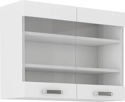 Immagine prodotto di Armadietto superiore vetrato ODONA - larghezza 80 cm, bianco