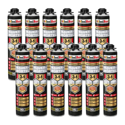Produktbild von Isolbau Mauermörtel Pistolenschaum Montageschaum Klebeschaum 3in1 PolyurethanMörtel 12 x 750ml