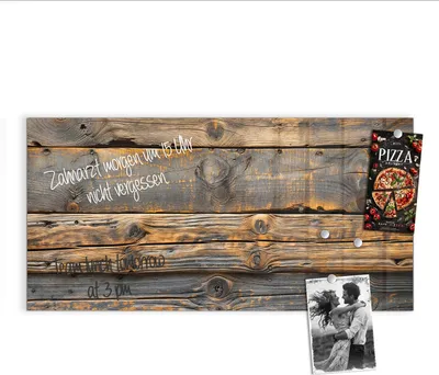 Produktbild von Magnettafel 100x50cm Pinnwand Whiteboard beschreibbar - Holzmuster Planken