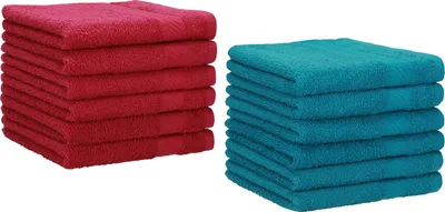Produktbild von Betz 12 Stück Gästetücher 30x50 cm PALERMO 100% Baumwolle  Farbe: cranberry und petrol