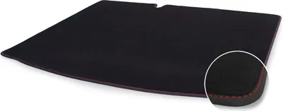 Produktbild von Kofferraummatte passend für Skoda Fabia 3 Kombi (NJ) Autoteppich Laderaum Velours schwarz, Ziernaht Rot