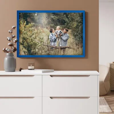 Produktbild von MG Design Bilderrahmen Blau 60x80 cm - Posterrahmen Echtholz mit Acrylglas, verstärkte Wandaufhängung, hoch/quer