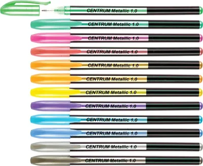 Image de Jeu de stylos gel métalliques 12 couleurs 1,0 mm Jeu de stylos multicolores Stylos gel