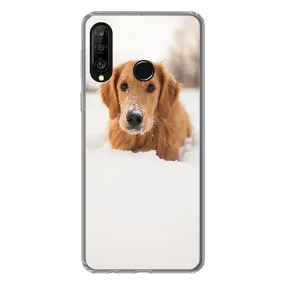 Produktbild von MuchoWow® Handyhülle Schutzhülle Hülle für Huawei P30 Lite Hund - Schnee - Winter Silikon Softcase Handy Hülle - Handyhülle