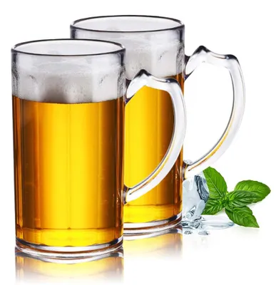 Imagen del producto de Vasos de plástico para cerveza, 500 ml, juego de 2 unidades, con asa, para la cocina