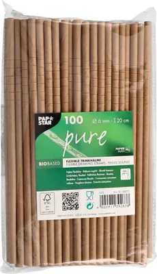 Obrázek produktu pro Papstar Trinkhalme Papier pure braun