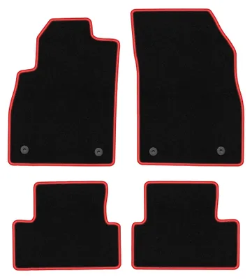 Zdjęcie produktu dla Dywaniki samochodowe welurowe CARLUX-RED do: Opel Astra J (2009-2015, hatchback, sedan, kombi, sports tourer) czarne z czerwonym obszyciem, z mocowaniami