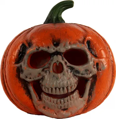 Produktbild von Beleuchteter Halloween Kürbis mit Totenkopf Fratze 21 cm
