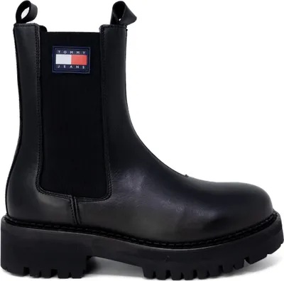A single black boot shown from the side on a white background.