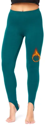 Produktbild von Bellivalini Damen Thermo Leggings Gefüttert mit Fußschlaufe für Winter Warme Apre Ski BLV50-321 (Smaragdgrün, M)