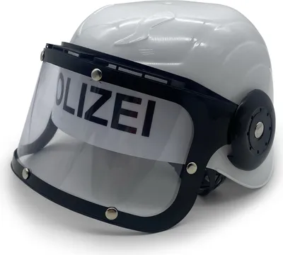 Produktbild von BestSaller 1419 Polizeihelm mit klappbarem Visier für Kinder, Kunststoff, weiß/schwarz