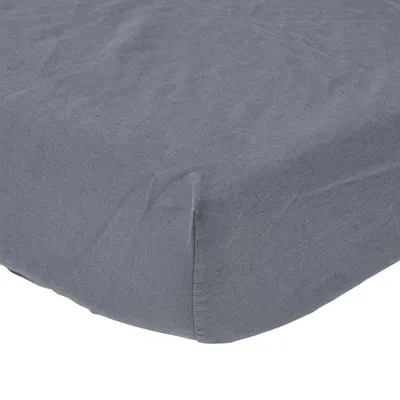 Immagine prodotto di HOMESCAPES Lenzuolo con angoli in lino antracite, 185 x 205 cm