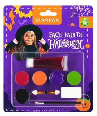Productafbeelding van Gezichtsschilderverf voor Halloween, 6 kleuren - STARPAK