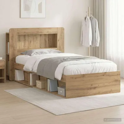 Imagen del producto de Maison Exclusive: Estructura de cama con espacio de almacenamiento, roble artesanal, 90 x 190 cm
