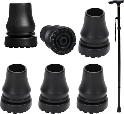 Produktbild von Gummipuffer für Gehstöcke 6er-Pack - Stoßdämpfend & Rutschfest für Nordic Walking, Trekking und Gehhilfen