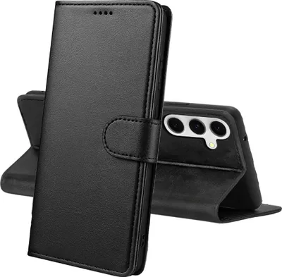 Produktbild von Hülle für Samsung Galaxy A17 5G - Schwarze Brieftasche Klappe Magnetisiert Aufbewahrung Karten Handyhülle Phonillico®