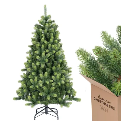 Produktbild von Salcar 180 cm künstlicher Weihnachtsbaum Spitzgruss Tannenbaum mit 855 Spitzen, PE/PVC Nadeln und grünen realistischen Zweigen