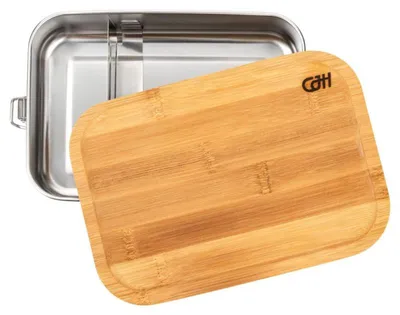 Produktbild von CJH Edelstahl Lunch Box L, Bambus-Deckel, Fachteiler ART000069