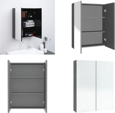 Produktbild von vidaXL Bad Spiegelschrank 60x15x75 cm MDF Anthrazit - Spiegelschrank - Spiegelschränke - Badschrank - Badschränke