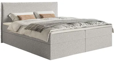 Obrázok produktu pre Selsey Softie - Posteľ s pružinovou posteľou 160x200 cm, šenilom a úložným priestorom, svetlosivá