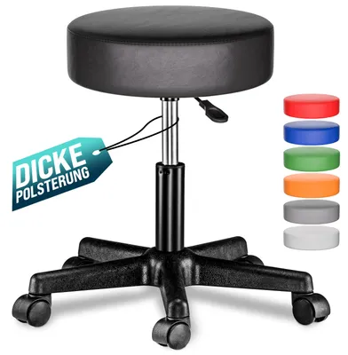 Immagine prodotto di CASARIA® Sgabello con Ruote Regolabile 46-60 cm in Pelle finta Seduta Imbottita Sedia Girevole Sgabelli con Rotelle Sgabello Trucco Sedia Girevole