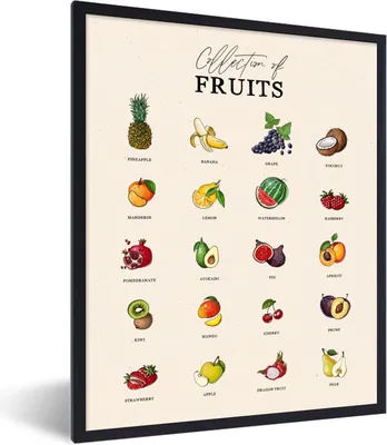 Produktbild von MuchoWow® Gerahmtes Poster Küche - Obst - Lebensmittel 30x40 cm - Poster mit Schwarzem Bilderrahmen Wandposter Rahmen Foto Bilder - Wanddeko - Kunstdrucke