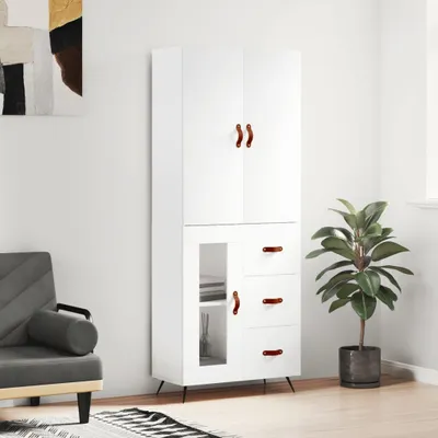 Productafbeelding van vidaXL Hoge kast, wit, 69,5 x 34 x 180 cm, houtvezel