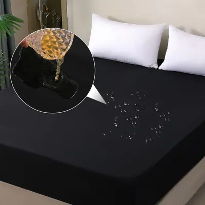 Produktbild von Wasserdichter Matratzenschoner 200x200cm Schwarz Atmungsaktiv Inkontinenzauflage Nässeschutz