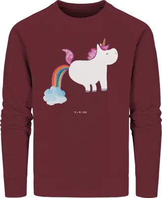Produktbild von Mr. & Mrs. Panda Baumwoll Sweatshirt Einhorn Pupsen Größe XXL - Burgundy - Geschenk, Pullover, Pulli, Unicorn, Regenbogen, Freundin, Sweater, Spaß, Lustig