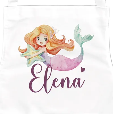 Produktbild von personalisierte Kinderschürze mit Name Meerjungfrau Küchenschürze, Kochschürze/Backschürze Mädchen Prinzessin SpecialMe weiß 3-6 Jahre