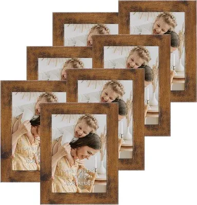 Image de Vintage bois 5x7 cadre photo Set de 7 - Décoration de table ou murale