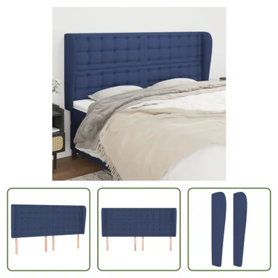 Produktbild von The Living Store Kopfteil mit Ohren Blau 203x23x118/128 cm Stoff